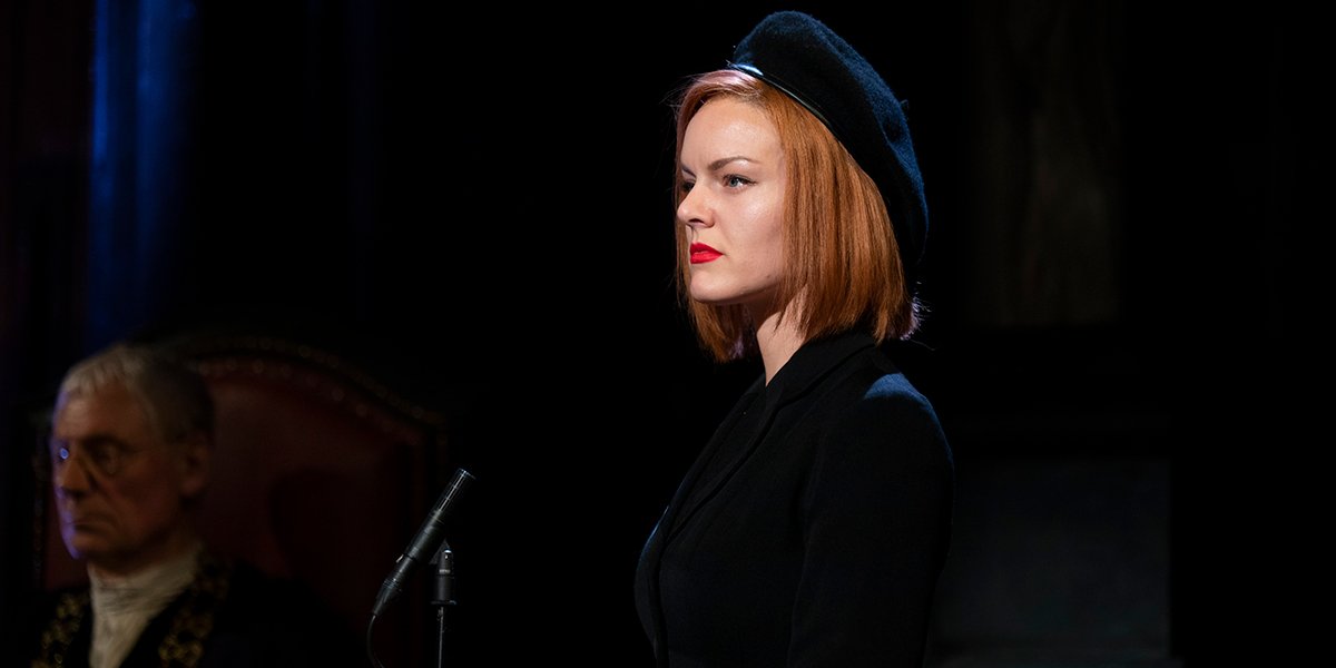 Alexandra Guelff as Romaine Vole in Witness for the Prosecution. Photo by Ellie Kurttz